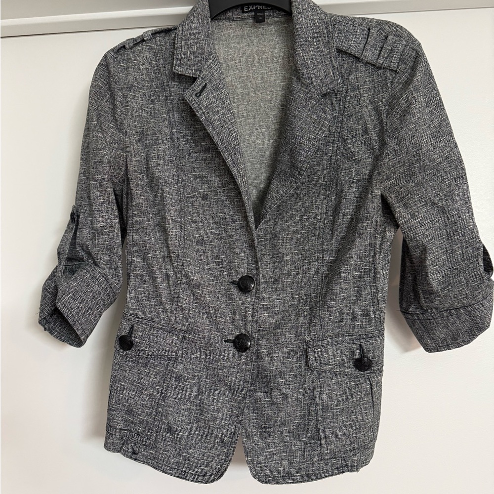 Express Gray Blazer Structured Notched Lapels